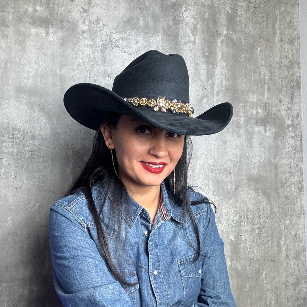 Cowgirl cowboy black suede hat